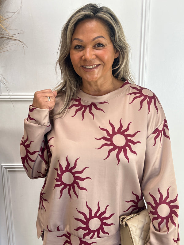 Sweater Solare taupe bordeaux