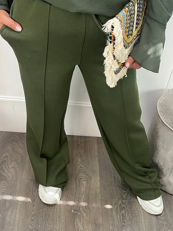Basis broek Linda legergroen