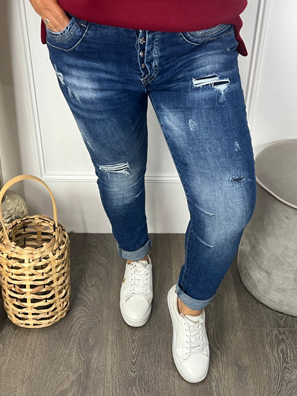 Melly & Co slijtage jeans MC7260 blauw