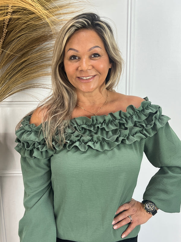 Roezeltop Marisol Army Groen