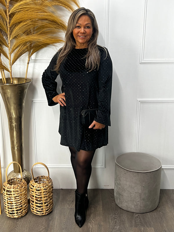 Velvet sparkle jurk Vive zwart