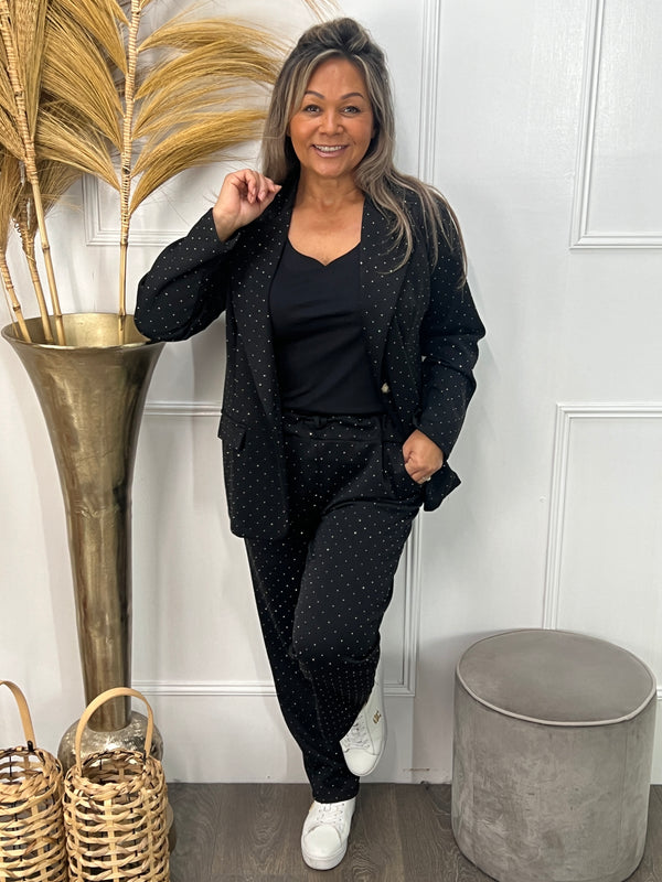 Tweedelige comfy set Sparkle diamant zwart
