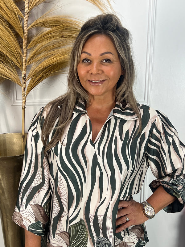 Silk blouse Silvia legergroen