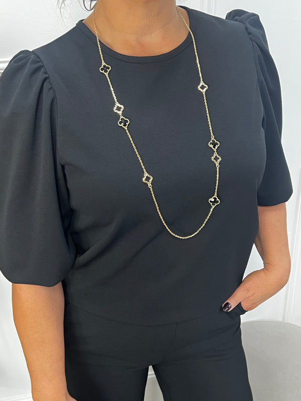 Ketting klaver vier goud zwart