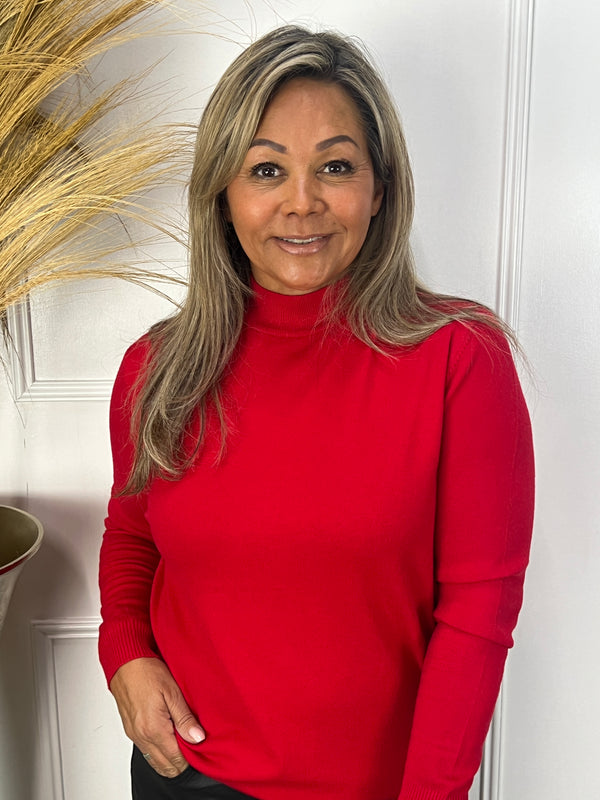 Basistrui Sophie Turtle Neck Rood