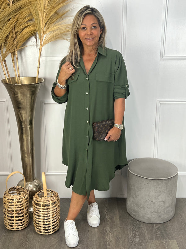 Doorknoop blouse Michaëla legergroen