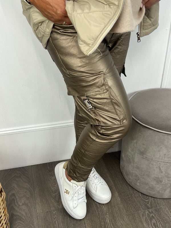 Cargo broek bling touch brons