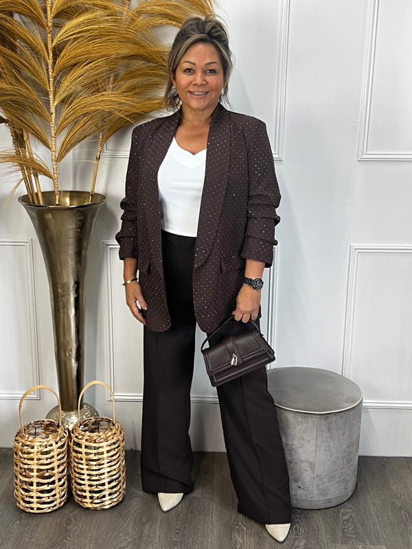 Sparkle blazer Usha chocoladebruin