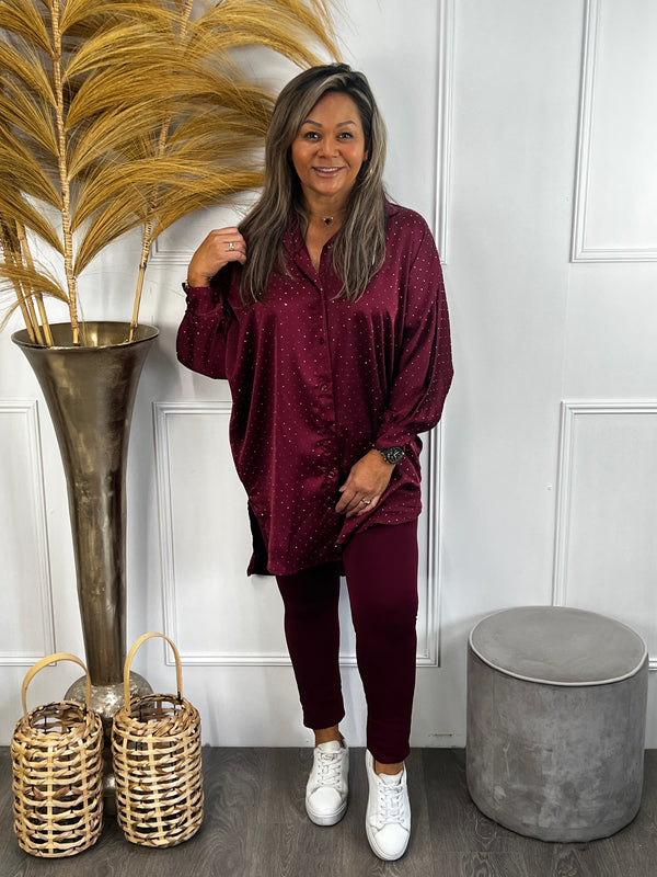 Sparkle blouse Leandra bordeauxrood