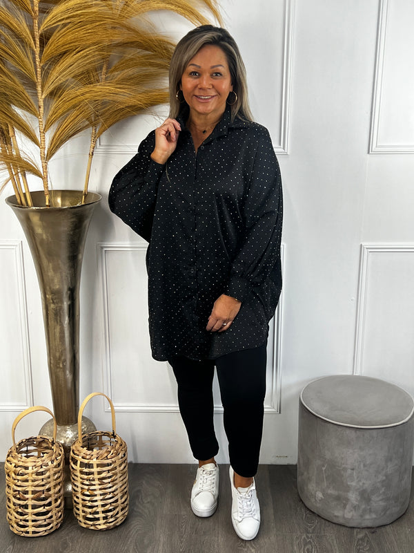Sparkle blouse Leandra zwart