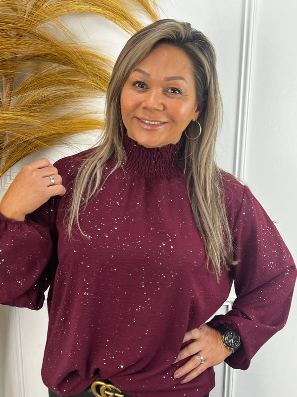 Sparkle blouse Isa bordeauxrood