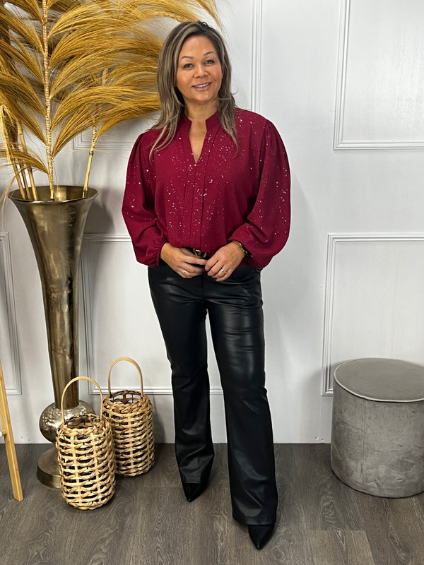 Sparkle top Naomi bordeauxrood