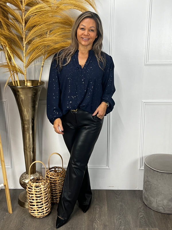 Sparkle top Naomi marineblauw