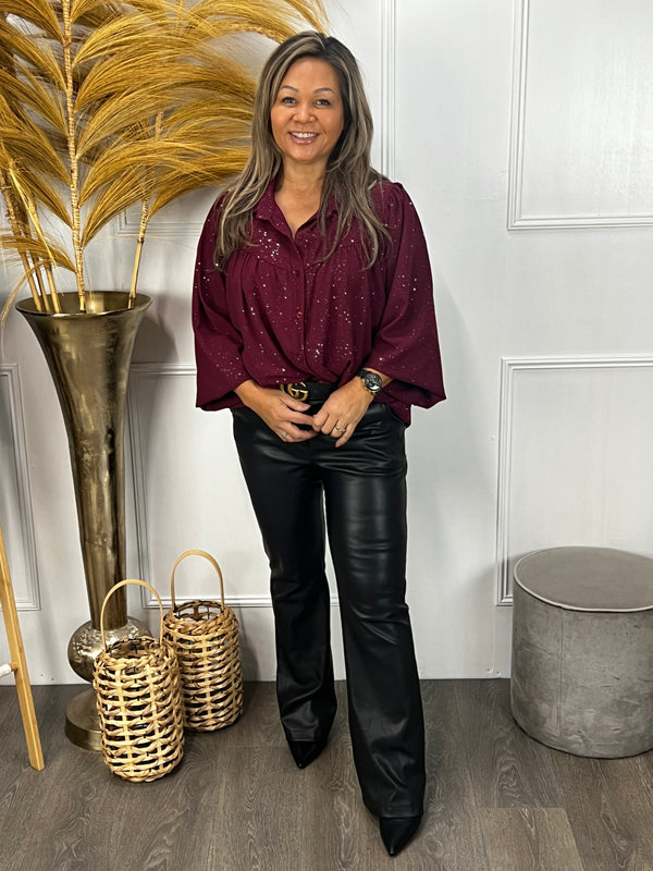 Sparkle blouse Olivia bordeauxrood