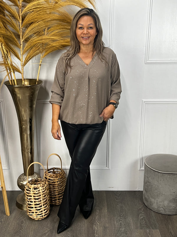 Sparkle top Billie taupe