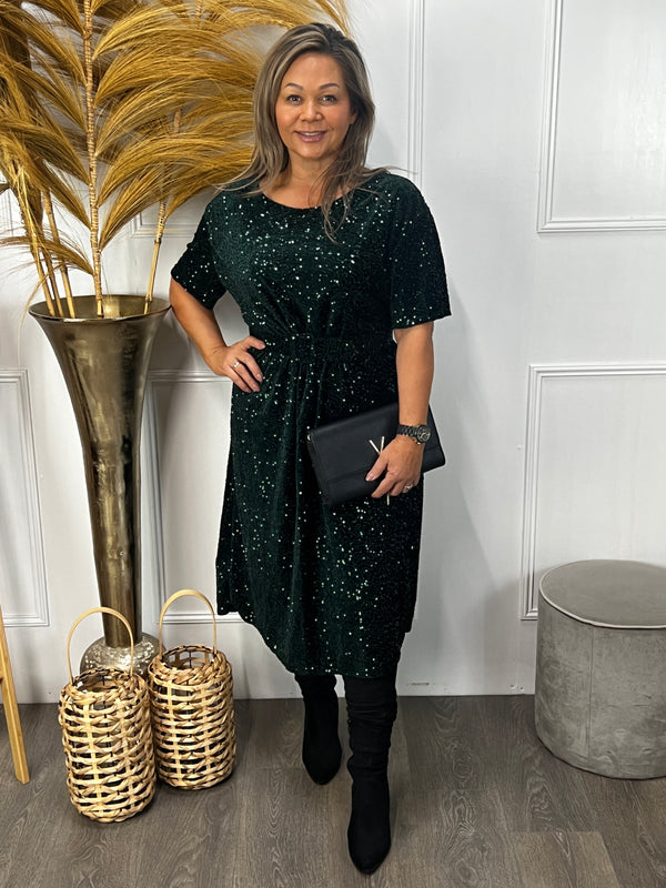 Pailletten jurk Lara groen