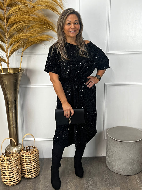 Pailletten jurk Lara zwart