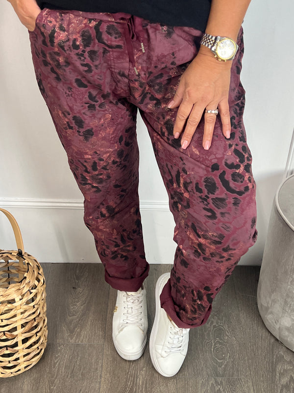 Print broek Pascalle bordeauxrood