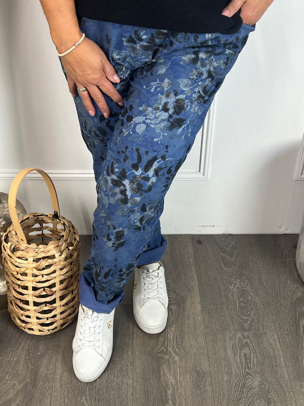 Print broek Pascalle kobaltblauw