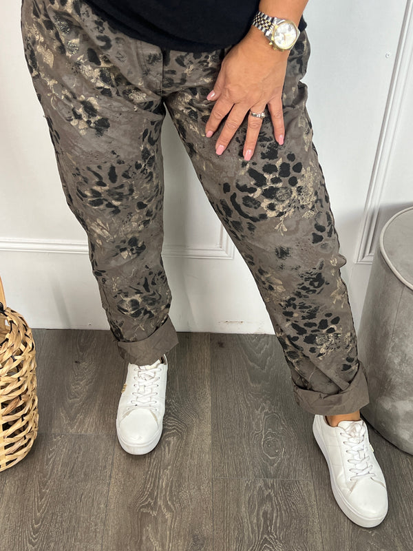 Print broek Pascalle taupe