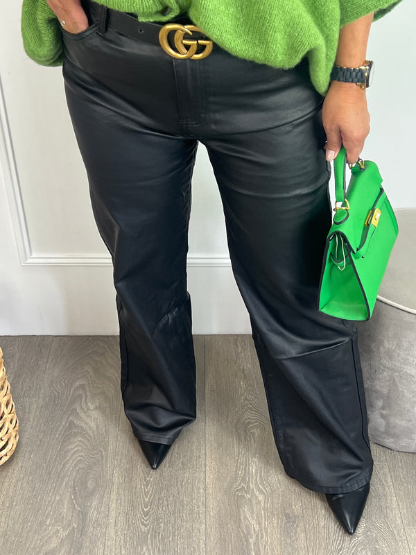 Goodies Wide Leg imitatieleer Zwart