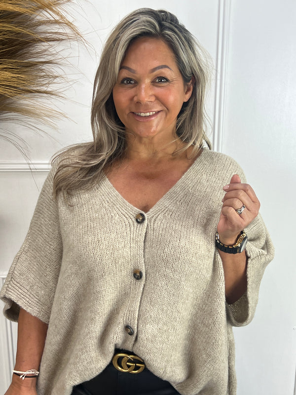 Oversized trui/vest Merel Zandkleur
