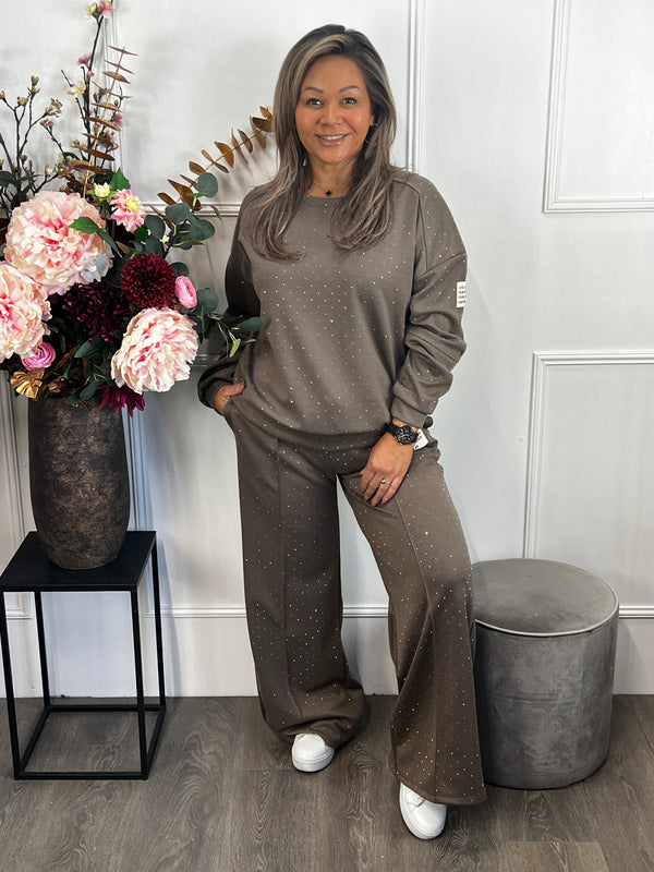 Sparkle joggingpak Beau taupe