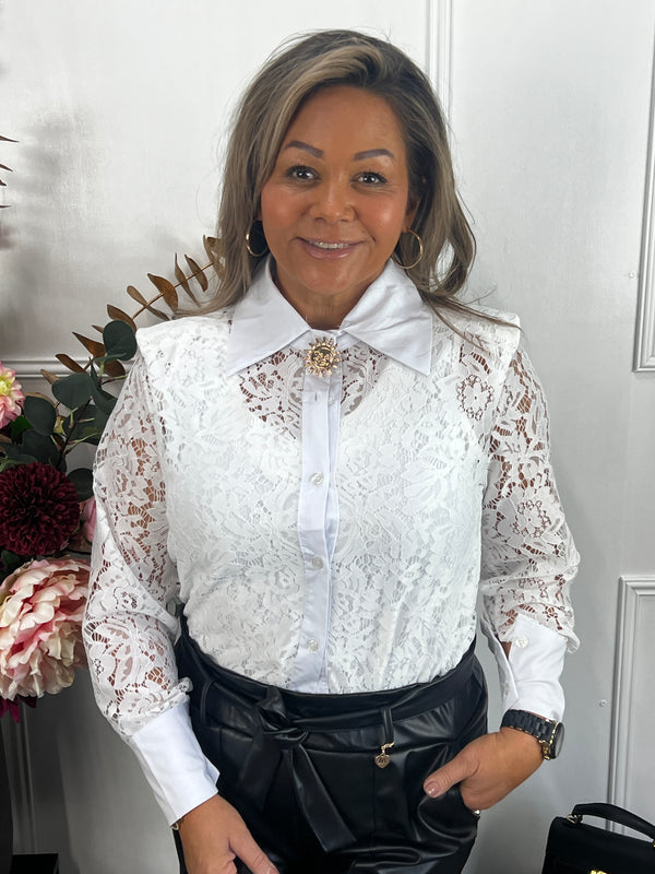 Kanten blouse Berdien wit