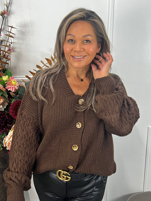 Gebreid vest Fayah chocoladebruin