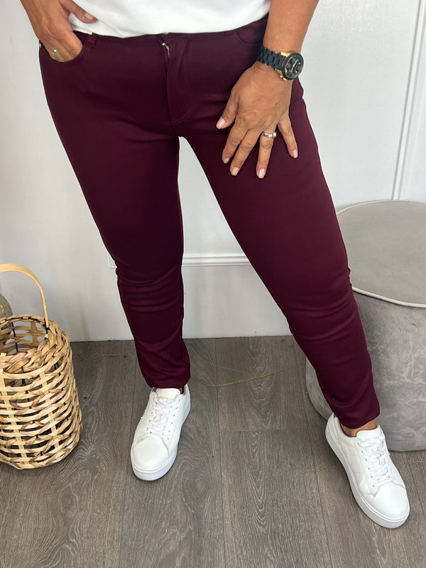 Slim Fit Broek Emma Bordeaux