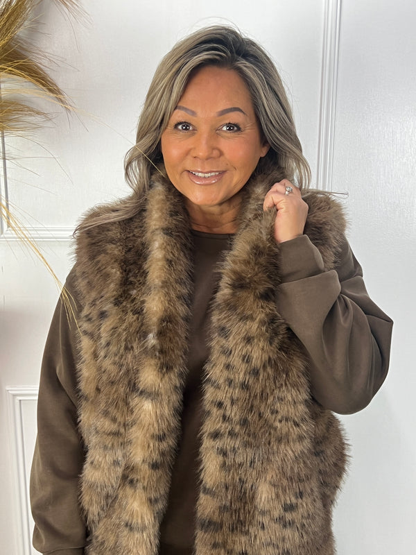 Faux fur bodywarmer Bibian bruin
