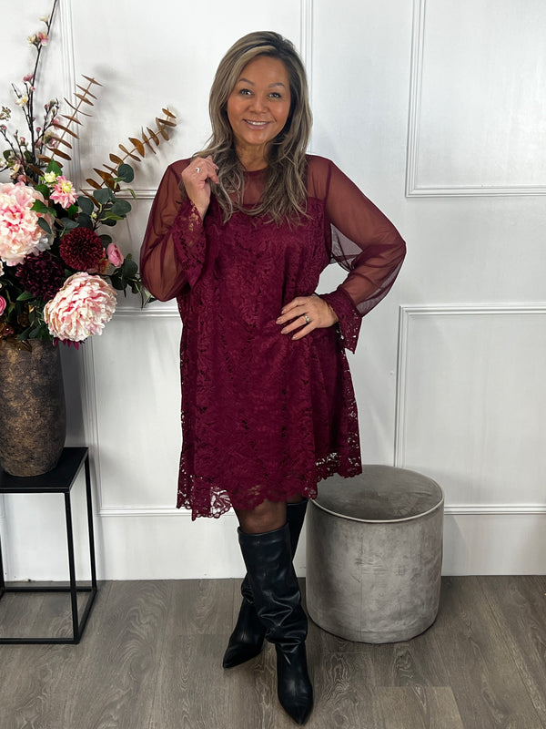 Jurk Josette bordeauxrood