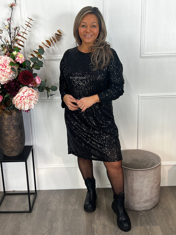 Pailletten jurk Ribbon zwart