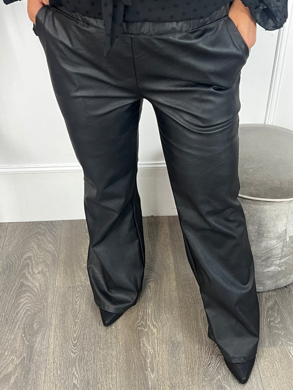 Vegan leren broek Britt zwart