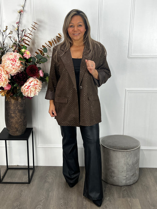 Sparkle suèdine blazer bruin