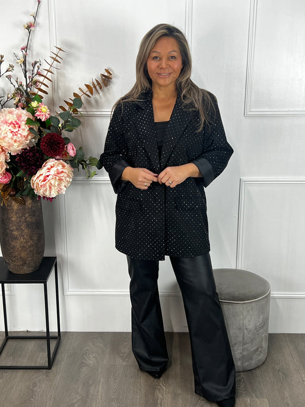 Sparkle suèdine blazer zwart