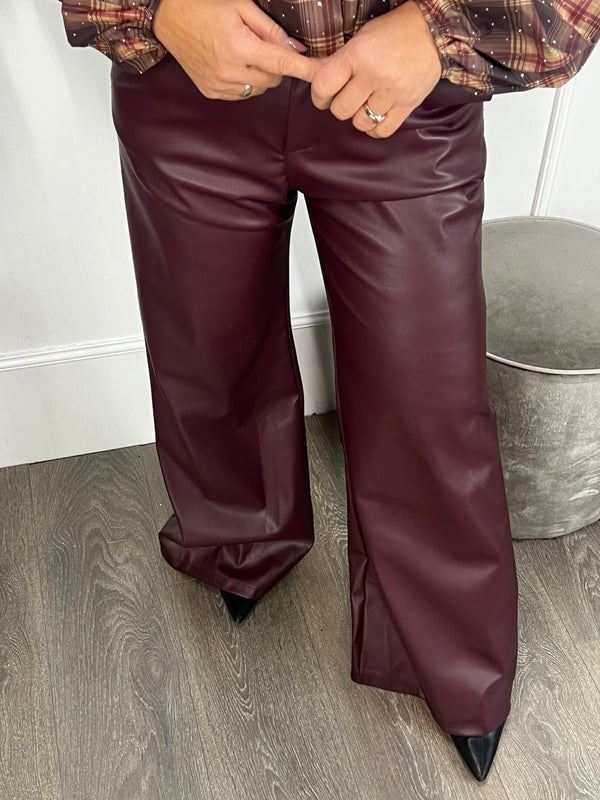 Vegan leren Vera jo broek burgundy