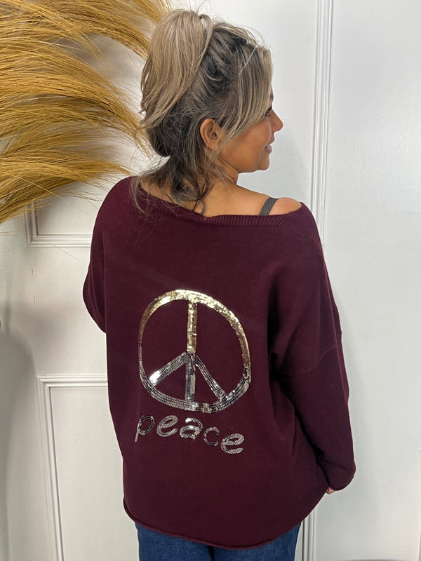 Peace trui Linsey burgundy