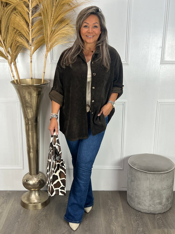 Corduroy blouse Claire donkerbruin