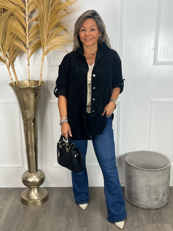 Corduroy blouse Claire zwart