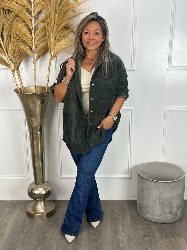 Corduroy blouse Claire legergroen