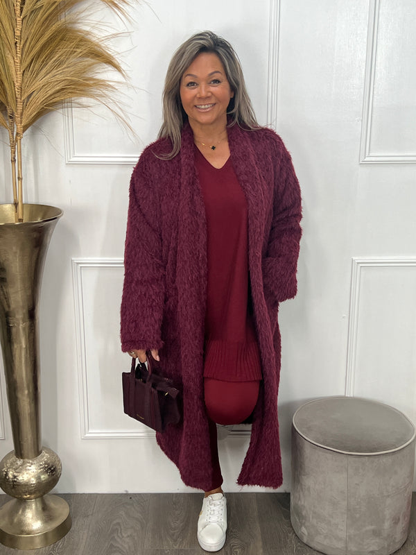 Harig vest Hinde bordeaux