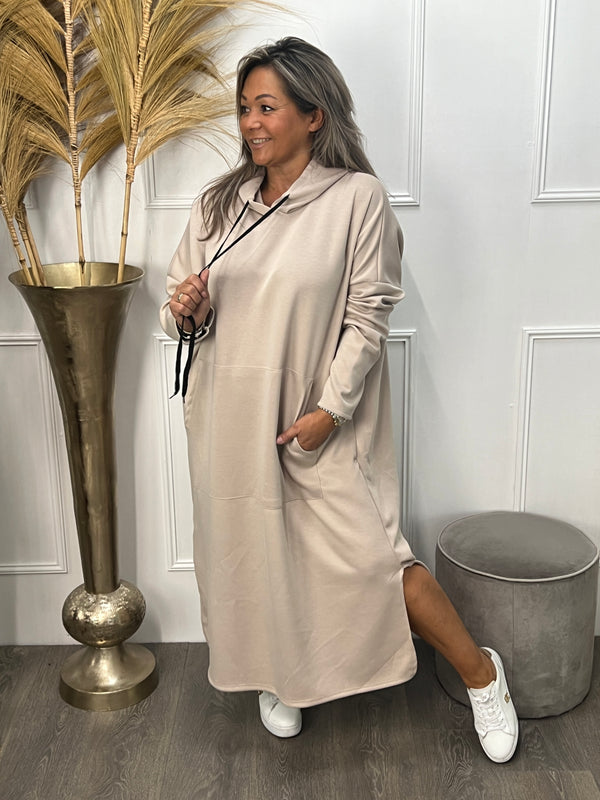 Hoodie jurk Jolanda beige