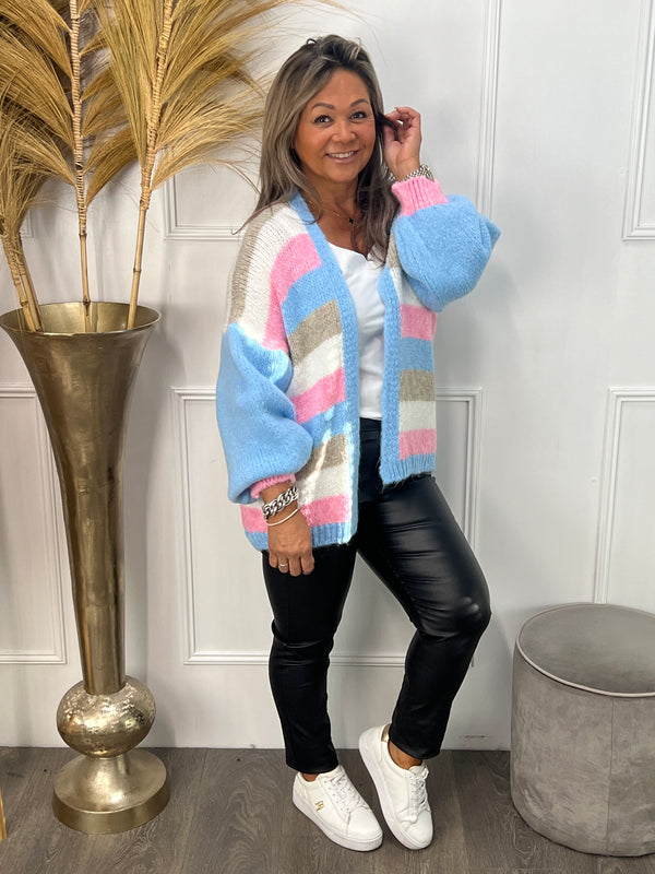 Gebreid Vest Cira lichtblauw roze